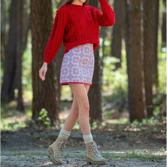 NEW OLIVIA JAMES THE LABEL tess quilted mini skirt in cabin quilt - Picture 2 of 5